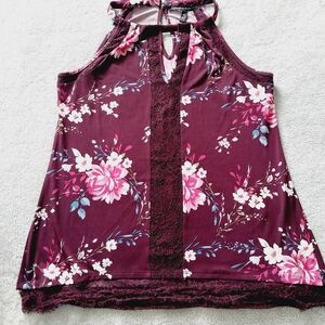 White House Black Market Women's Floral Sleeveless Blouse